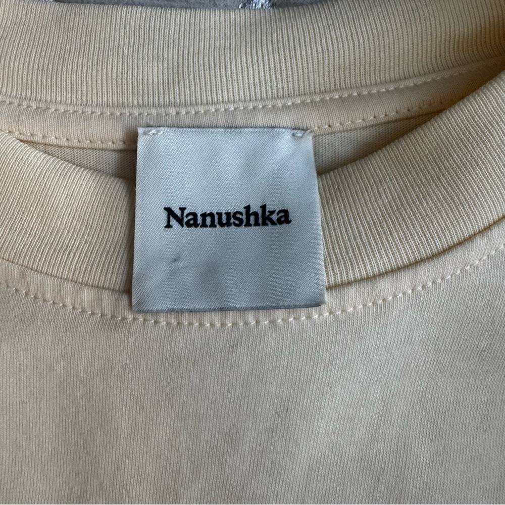 Nanushka Organic Cotton Embroidered Graphic Tee - Cream/Light Butter Yellow - L - Picture 3 of 11